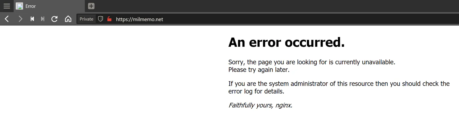 nginx-an-error-occurred